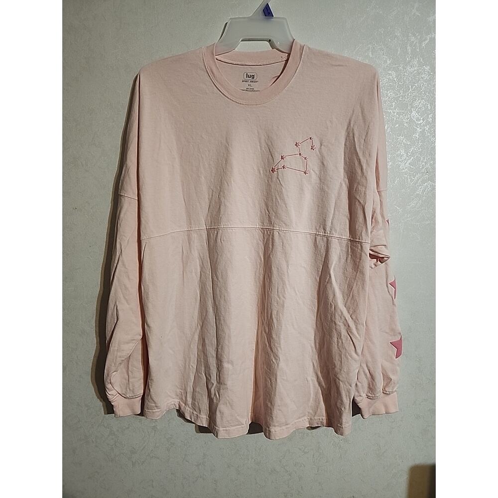 Lug Spirit Jersey Long Sleeve Top sz XL Oversized Pink Leo Zodiac Sign